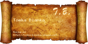 Tomka Bianka névjegykártya